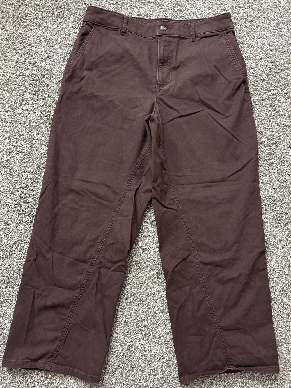 LOFT Dark Brown Wide Leg Chinos Utility pants Woman Size 12 P
